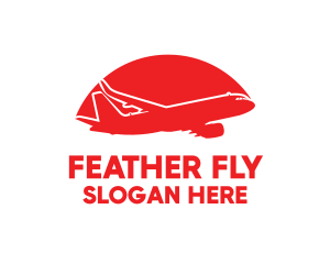 Red Airplane Flying logo design