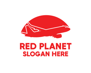 Red Airplane Flying logo design