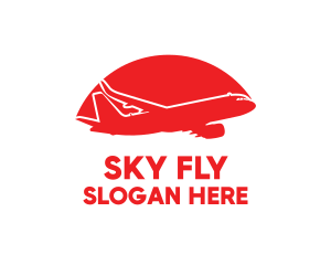 Red Airplane Flying logo design