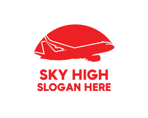 Fly - Red Airplane Flying logo design