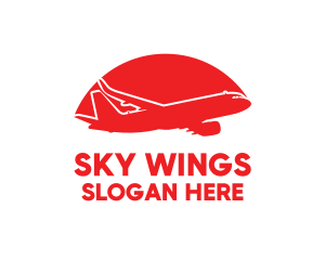 Red Airplane Flying logo design