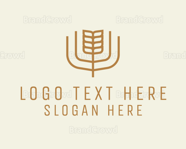 Brown Minimalist Wheat Logo