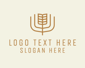 Harvest - Brown Minimalist Wheat logo design