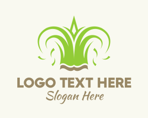 Herb - Lawn Grass Crown logo design