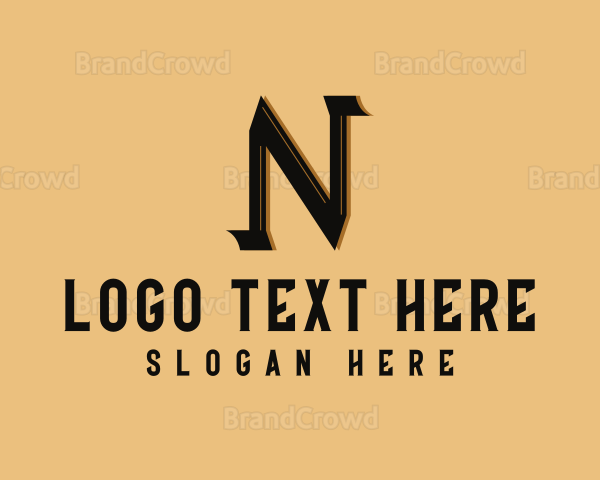 Brown Serif Letter N Logo