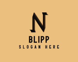 Pub - Brown Serif Letter N logo design