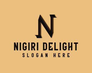 Brown Serif Letter N logo design