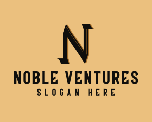 Brown Serif Letter N logo design