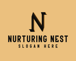 Brown Serif Letter N logo design