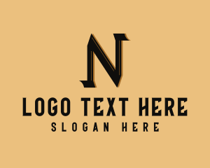 Bar - Brown Serif Letter N logo design