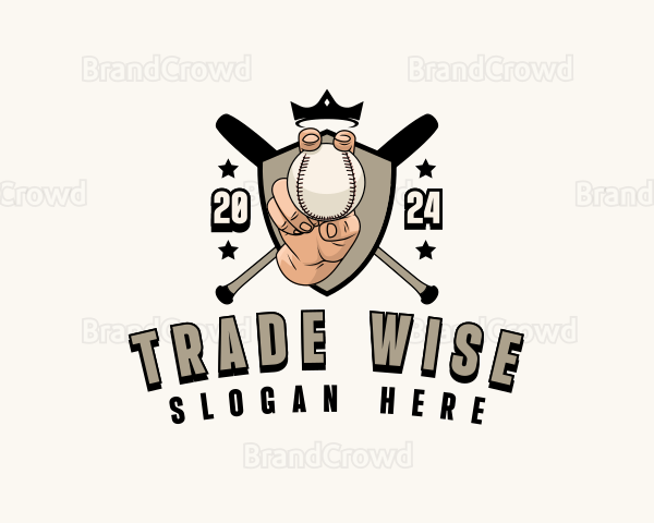 Baseball Pitcher Shield Logo