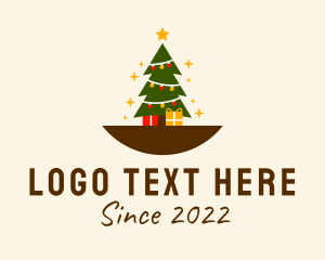 Present - Christmas Tree Sparkle logo design