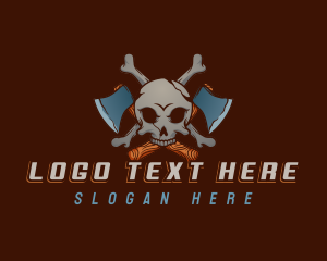 Character - Axe Skull Skeleton logo design