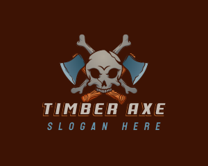 Axe Skull Skeleton logo design