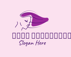 Pink Hair - Purple Hair Lady logo design