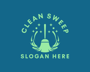 Sweeping Broom Cleaner logo design