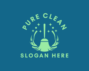 Sweeping Broom Cleaner logo design