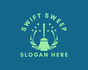 Sweeping Broom Cleaner logo design