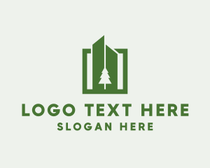 Log - Pine Tree Property Building logo design