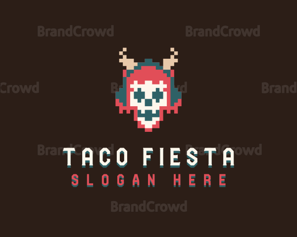 Arcade Pixel Skull Logo