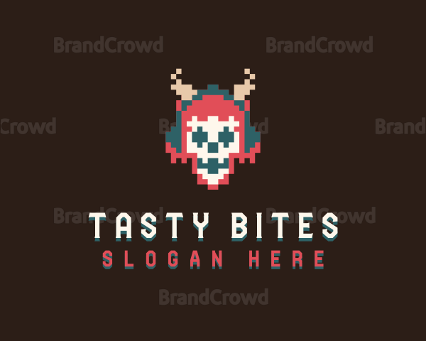 Arcade Pixel Skull Logo