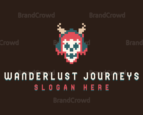 Arcade Pixel Skull Logo