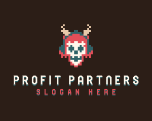 Arcade Pixel Skull Logo