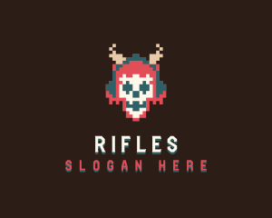 Arcade Pixel Skull Logo