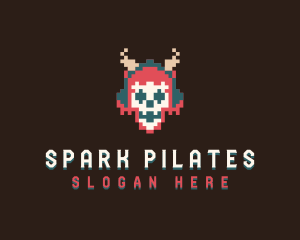 Arcade Pixel Skull Logo