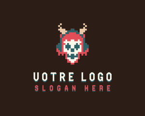 Arcade Pixel Skull Logo