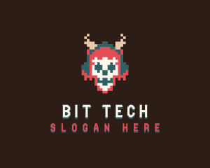 Arcade Pixel Skull logo design