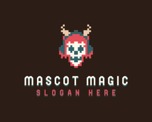 Arcade Pixel Skull logo design