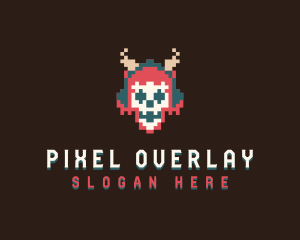 Arcade Pixel Skull logo design