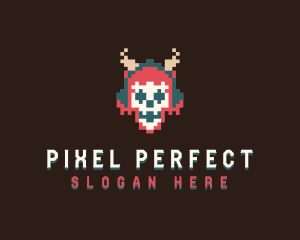 Arcade Pixel Skull logo design