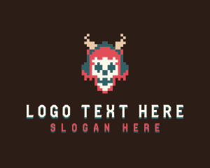 Arcade Pixel Skull Logo