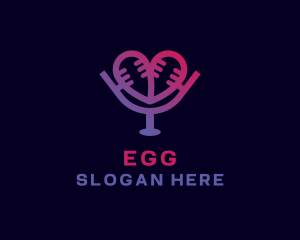Vlogger - Heart Podcast Microphone logo design