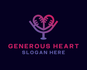 Heart Podcast Microphone logo design