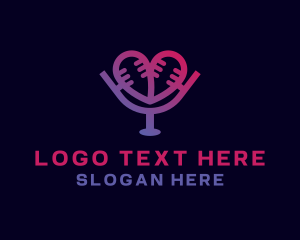 Vlogger - Heart Podcast Microphone logo design