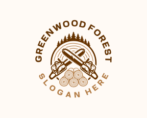 Chainsaw Wood Forest logo design