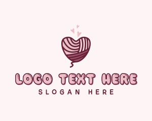 Knitting Needles - Heart Knitting Yarn logo design