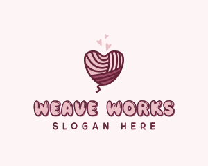 Heart Knitting Yarn logo design