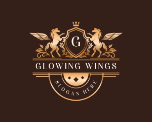 Horse Wings Ornament logo design