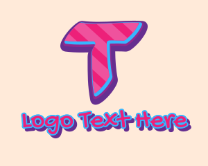 Funky - Pop Graffiti Art Letter T logo design