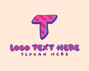 Music Label - Pop Graffiti Letter T logo design