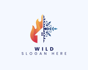 Temperature - Heating Cooling House logo design