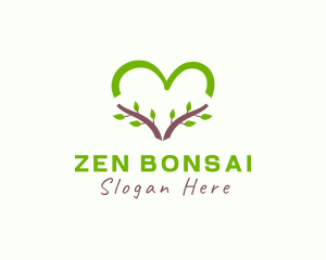 Bonsai - Nature Heart Leaf logo design