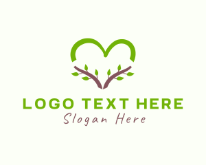 Natural - Nature Heart Leaf logo design