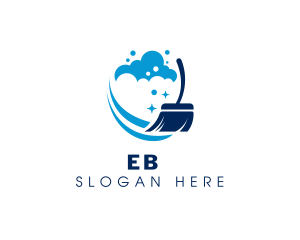 Broom Sweeping Cleaning logo design