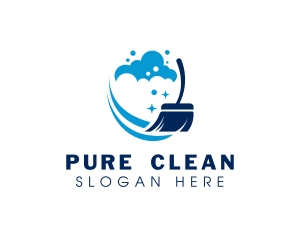 Broom Sweeping Cleaning logo design