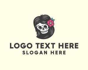 Dia De Los Muertos - Daisy Skull Lady logo design